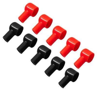 10er Set Batterieklemmen-Abdeckungen, PVC, 48x26 mm, rot+schwarz