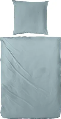 Produktbild von Hahn Haustextilien Luxus-Satin Bettwäsche uni Farbe grau-grün Größe 200x200 cm