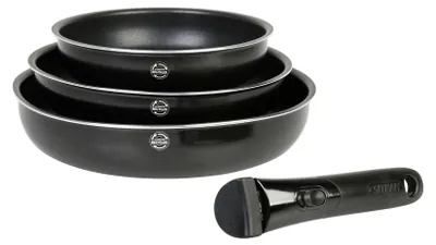 Topf-Set 3-tlg. Ø 20/24/28 cm, Alu, Antihaft, abnehmbarer Griff