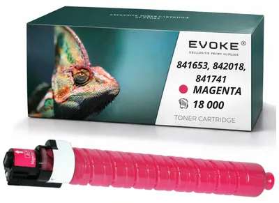 Obrázok produktu pre Kompatibilná tonerkartuša Evoke pre tlačiarne Ricoh MPC-3002, 3502M, s číslami modelov 841653, 842018, 841741, farba: magenta, výtlačnosť: 18 000 strán, kompatibilná s modelmi Aficio MP C3002, C3502