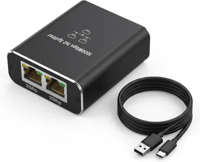 Imagen del producto de Conmutador Ethernet de 2 puertos, 1000 Mbps, divisor RJ45, para ampliar la red