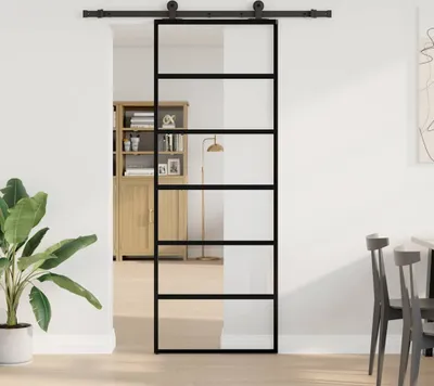 Immagine prodotto di Porta Scorrevole con Ferramenta 76x205cm Vetro ESG Alluminio