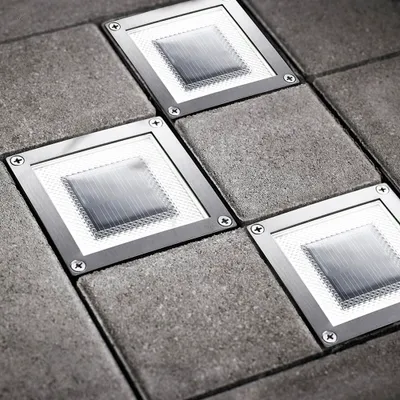 Produktbild von MeLiTec 3er Set - LED Solar Bodenleuchte SEL05 – Einbauleuchte für Pflastersteine, IP67, bis 750 kg, Edelstahl matt gebürstet, inkl. Akku