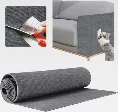 Produktbild von Kratzmatte Katze,DIY Zuschneidbare Selbstklebende Teppich, Kratzmatte Sofa Kratzmatte Katze Wand Kratzschutz Katzenkratzmatte für Schützt Teppiche Sofa Möbelschutz (Gray, 30 * 100CM)