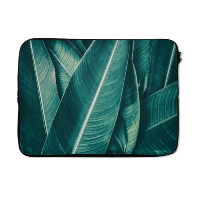 Produktbild von MuchoWow® Laptop Hülle 13 Zoll Blätter - Makro - Tropisch - Mädchen - Kinder - Jungen Laptoptasche - Laptophülle - Sleeve - Rundumschutz
