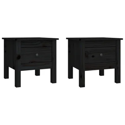 Produktbild von vidaXL Beistelltische 2 Stk. Schwarz 40x40x39 cm Massivholz Kiefer