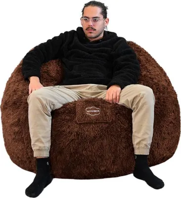 Immagine prodotto di Pouf gigante finta pelliccia BANANAIR cioccolato 120 cm