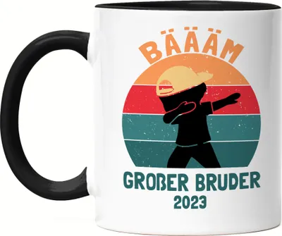 Produktbild von Bäääm! Großer Bruder 2023 Tasse Schwarz Geschenk Ankündigung Dab Geburt Babynews
