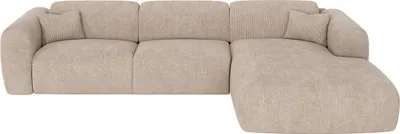 Produktbild von Ecksofa mit Schlaffunktion - Ecke rechts - Cord fein gerippt - Beige - POGNI