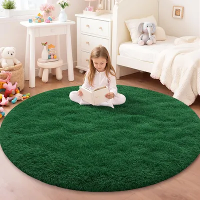 Produktbild von Fluffy Waschbares Rundteppich für Kinder und Wohnzimmer