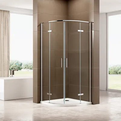 Produktbild von Duschkabine Viertelkreis mit Drehtür EX406A - Nano ESG-Sicherheitsglas - Größe wählbar, Maße Duschkabine:90x90cm