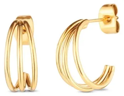 Zdjęcie produktu dla Eleganckie kolczyki koła z pozłacanej stali Elegy Gold
