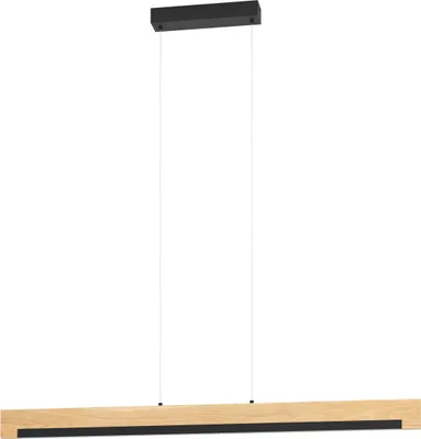 Produktbild von EGLO LED Pendelleuchte Camacho, 1 flammige Hängelampe dimmbar, Hängeleuchte aus Stahl, Holz und Kunststoff, Esstischlampe, Wohnzimmerlampe hängend
