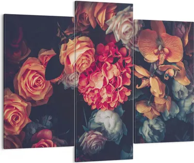 Produktbild von Bild auf Leinwand - Leinwandbild - 3 Teile - Blumenstrauß Blumen Rosen - 130x100cm - Wand Bild - Wanddeko - Wandbilder - Leinwanddruck - Bilder - Wanddekoration - Leinwand bilder - CB130x100-5002