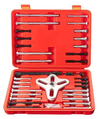 Produktbild von Schwingungsdämpfer-Abzieher Set - 46-teiliges Kfz-Werkzeug - Schwungradabzieher - Kurbelwellenriemenscheiben-Abzieher - Für Autoreparatur - Für Metall - Mit Aufbewahrungskoffer