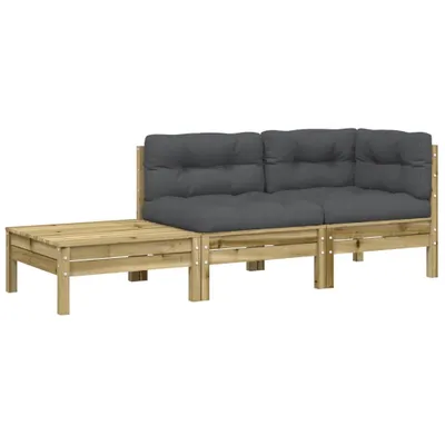 Immagine prodotto di vidaXL Divano da giardino con cuscini e poggiapiedi in legno di pino impregnato
