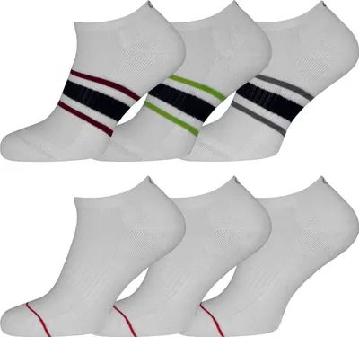 Produktbild von 6 Paar Retro Sport und Freizeit Sneaker mit Farbstreifen weiß 43-46