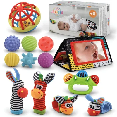 Produktbild von Babyspielzeug Set Rasseln Greifbälle Montessori - 0-6 Monate - Mit Reliefbällen - Mit