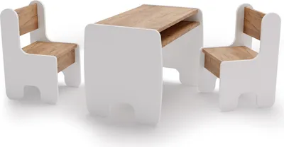 Image de Ensemble de meubles pour enfants : table robuste et 2 chaises - idéal pour jouer et apprendre