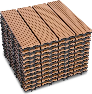 Obrázek produktu pro Terasové dlaždice Eikuavons, hnědé, 22 kusů (2 m²), dlaždice s klikovým spojem v dřevěném vzhledu, WPC dlaždice, 30 x 30 cm
