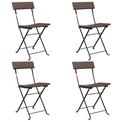 Image de vidaXL Chaises de bistrot 4 pcs. Pliable Marron Poly rotin et acier