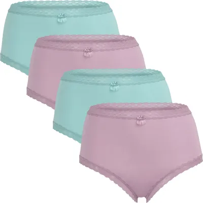 Produktbild von Celodoro Damen Eco Taillenslip aus Modal (4er Pack), Maxi-Slip mit Spitze und Schleife - Pastell Mix S