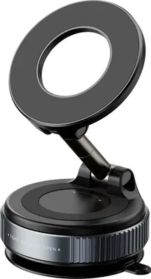 Produktbild von 360° Drehbare Handyhalterung mit starkem Magnet und Klebepad faltbar - Schwarz - für Kfz / Spiegel