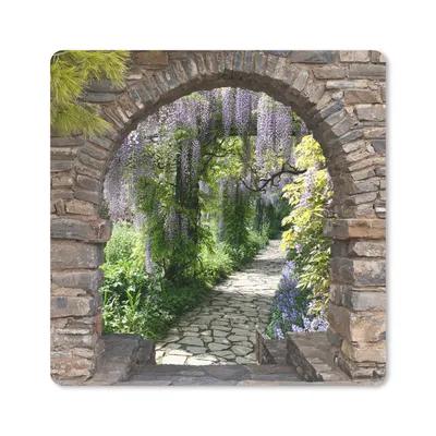 Produktbild von MuchoWow® Mauspad Mousepad Wald - Aussicht - Steine - Weg 20x20 cm - Mousepads - Maus Mat - Pad - Mausunterlage - Desk Mat - Bureauartikeln