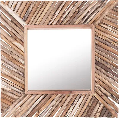 Produktbild von BELIANI Wandspiegel Braun Quadratisch 60 x 60 cm Holz Modern Landhausstil