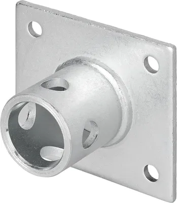 Produktbild von Halterung für Abstellstütze Silber 115x100 mm Ø 51 mm Bohrungen Ø 10,5 mm für 2500kg Tragfähigkeit für Anhängerstützen