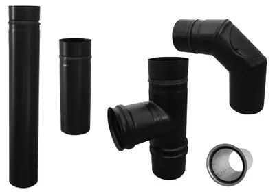 Immagine prodotto di FIREFIX RES80/SET tubo per stufa a pellet 80 mm in acciaio inossidabile nero