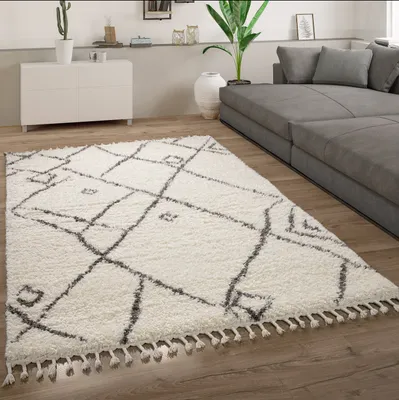Immagine prodotto di Tappeto a pelo lungo per soggiorno Shaggy Scandinavo Con frange Morbido Moderno Dimensioni 120x170 cm