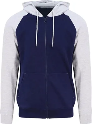 Produktbild von Just Hoods JH063 | Herren Jacke Baseball Zoodie - 2-lagige Kapuze - Farbe: Oxford Navy/Heather Grey - Größe: XL