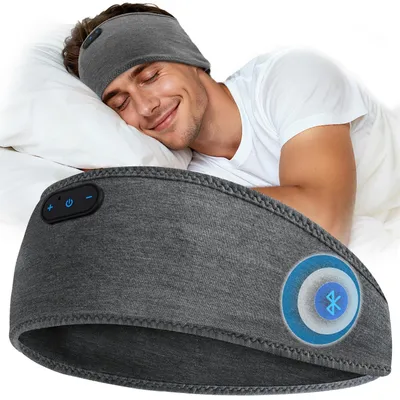 Produktbild von Schlafkopfhörer Bluetooth Kopfhörer Stirnband Ultraweiche Bettkopfhörer Schlaf Stirnband aus Bambusfaser mit Lautsprechern Leichtes Anthrazitgrau
