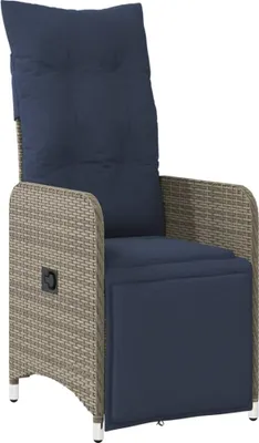 Obrázok produktu pre vidaXL Záhradné kreslo nastaviteľné s vankúšom Grey Poly Rattan