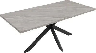 Produktbild von Esszimmertisch MCW-O55, Küchentisch Tisch Esstisch, Industrial MDF Metall 180cm  Marmor-Optik grau