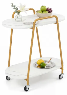 Produktbild von KOMFOTTEU 2-stöckiger Beistelltisch auf Rollen, Couchtisch mit Stauraum, Sofatisch Kaffeetisch Holz, mobiler Nachttisch mit Metallrahmen, Rolltisch, Lagerregal, für Wohnzimmer, Büro,60x33,5x68,5 cm