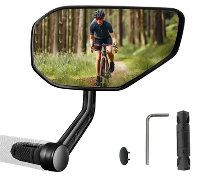 Produktbild von Fahrrad Rückspiegel Lenkerendenspiegel für E-Bike E-Scooter Rechts 15-20mm Kratzfeste Glaslinse 300° drehbar Großes Sichtfeld