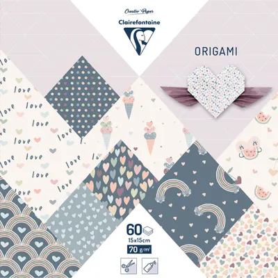 Produktbild von Clairefontaine 5x Origami,Pack 15x15 cm 60 Bl 70g, Little Love Mehrfarbig 95356C
