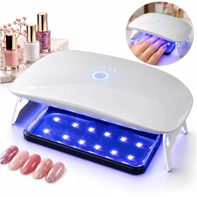 Produktbild von UV LED Nagellampe 24W, UV Lampe für Nägel, 18 LED-Lichtperlen, 3 Timerstufen 60/90/150 Sekunden, kabelgebunden, Weiß