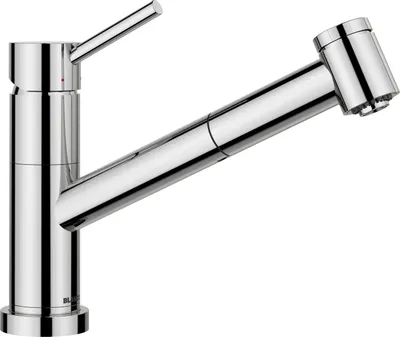 Immagine prodotto di Rubinetto monocomando da cucina Blanco, rubinetto a bassa pressione con doccetta KANO-S-F, cromo lucido, montaggio su finestra, ribaltabile 527970