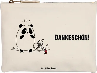 Produktbild von Mr. & Mrs. Panda Schulmäppchen Panda Dankeschön Größe M - Weiß - Geschenk, beauty case, Pouch, Kosmetiktasche, Kulturbeutel, Federtasche, Make-Up Tasche