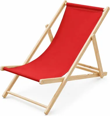 Produktbild von Liegestuhl klappbar aus Holz mit Verstellbarer Rückenlehne, belastbar bis 120 kg (Rot)