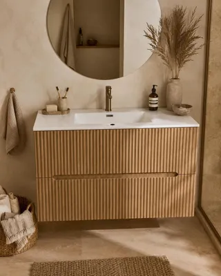 Immagine prodotto di Mobile bagno quercia 100x46 cannettato Urbino 2.0 con lavabo in resina