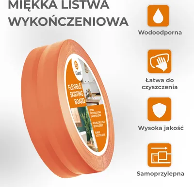 Zdjęcie produktu dla QUEST Listwa wykończeniowa PCV 30x30mm, 5m, samoprzylepna, elastyczna, miękka taśma dekoracyjna, ceglany