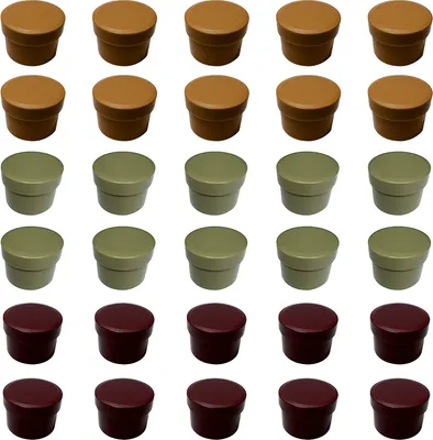 Produktbild von 30 Salbendosen, Cremedosen 35ml flach bordeaux/ khaki/ ocker - hergestellt in Deutschland