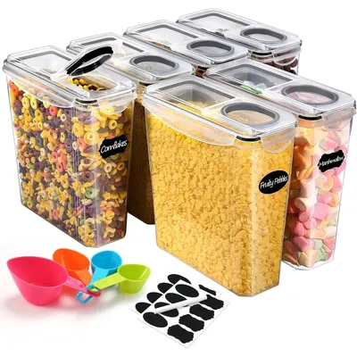 Produktbild von 6 Stücke Vorratsdosen Set 3.7L, Vorratsdosen mit Deckel Luftdicht, Kunststoff BPA freie Küche