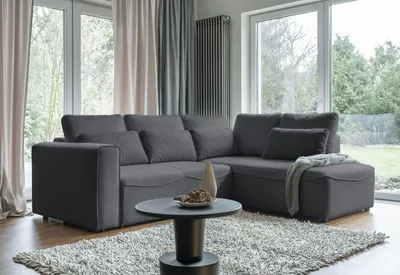 Produktbild von MIUFORM Homely Tommy - Ecksofa mit Bettfunktion und Bettkasten L-FORM - 257x210cm - Dunkelgrau - Sofa Schlafsofa Couch