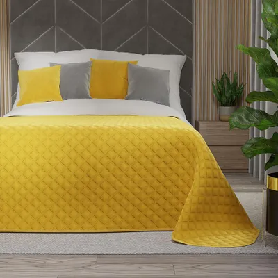 Obrázek produktu pro Přehoz na postel, prošívaný, moderní, sametový Velvi 170x210 009 Žlutý