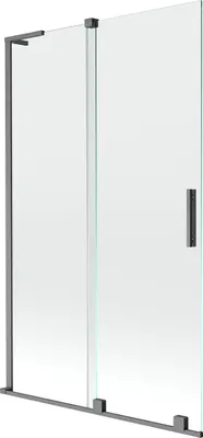 Produktbild von Mexen Velar L Badewannenfaltwand 2-flügelig verschiebbar 110 x 150 cm, transparent, gebürstet in Kanonengrau - 896-110-003-01-66